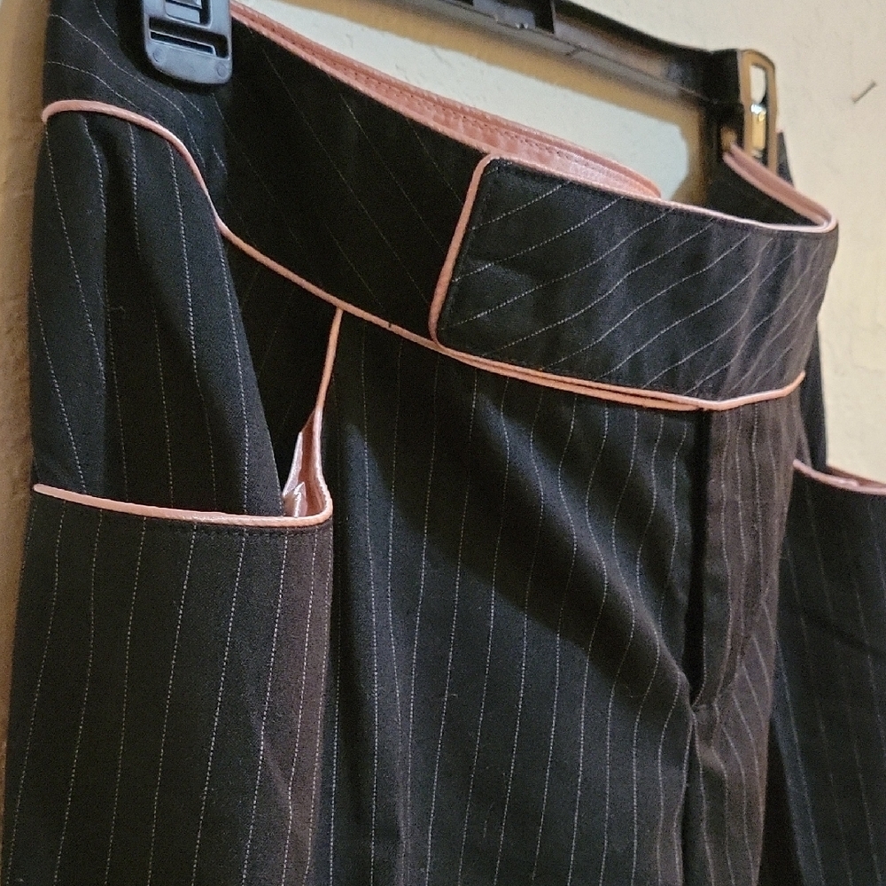 Guess Black Pinstripe Wide Leg Pants - Picture 2 of 9